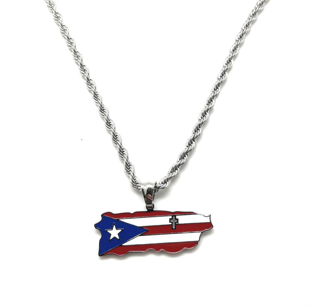 Anniyo Puerto Rico Map and Colored Flag Pendant Necklaces Gold Color P –  PIRAGUA SHOP