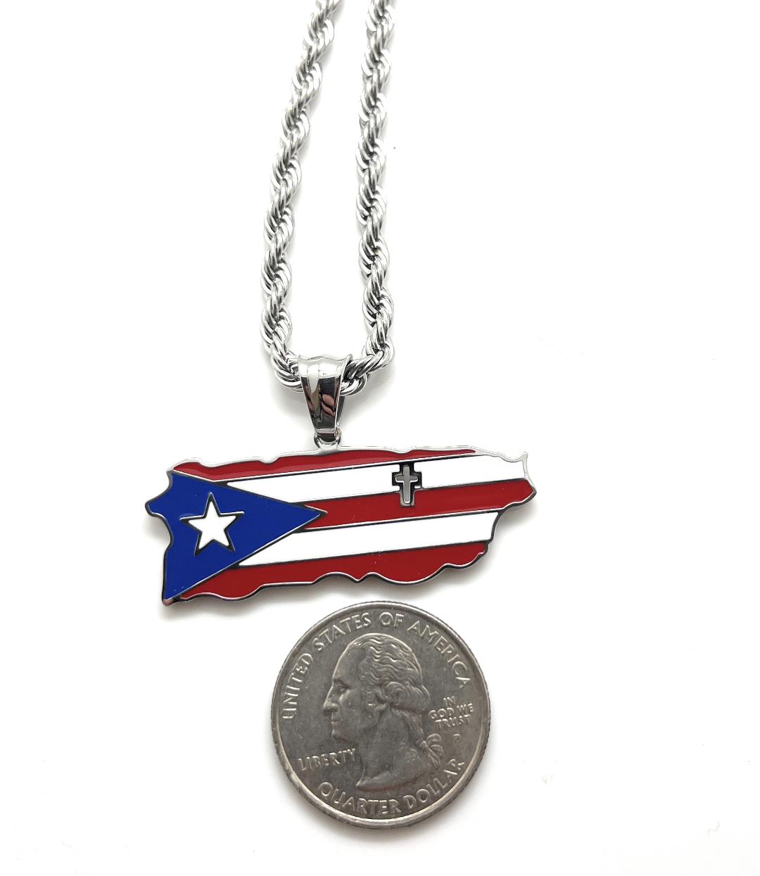 handmade | Jewelry | Puerto Rico Stainless Steel Charm Heart Flag Necklace  | Poshmark