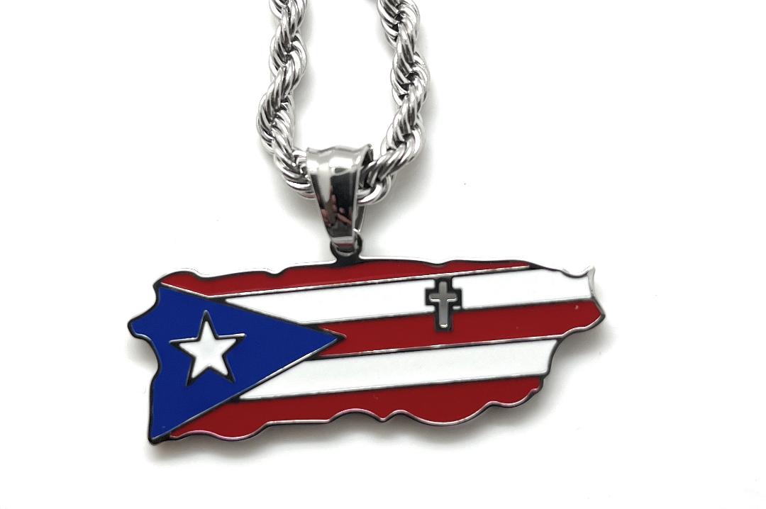 Fashion Puerto Rican Flag Pendant Necklace Tennis Chain - Temu United  Kingdom